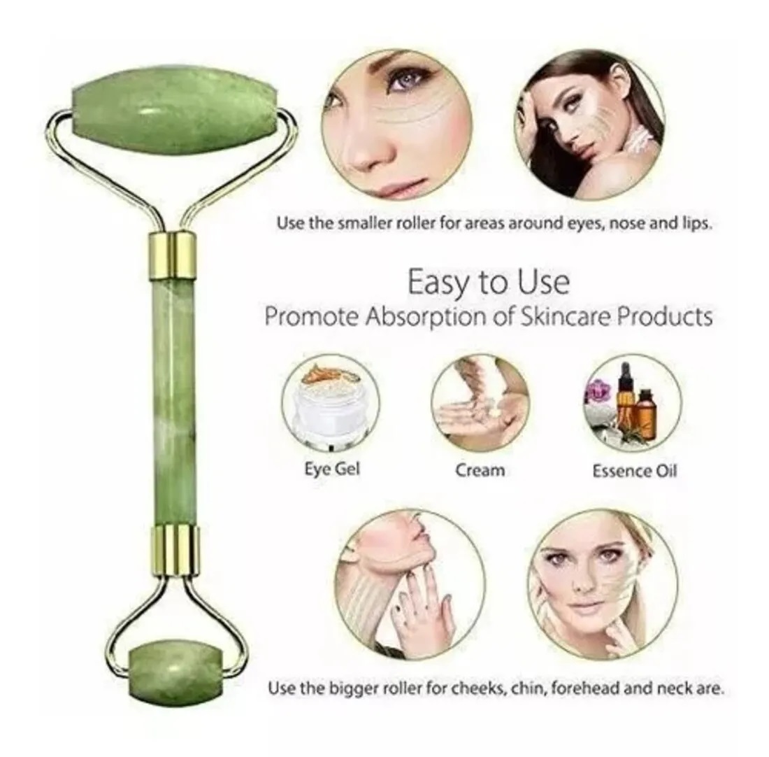 Miniatura 2 de Rodillo Facial Masajeador En Piedra Jade